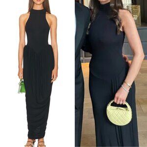 Helsa The Duchess Jersey Midi Dress Small Black Noir Knit Cocktail Party Event
